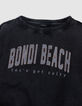 Grey cropped sweatshirt with sequined message for girl-3