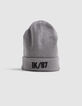 Boy's grey recycled knit beanie with gum logo-5