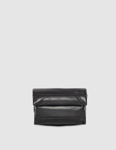 Schwarze Damen-Umhängeclutch gestepptes Leder - IKKS