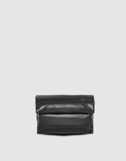 Schwarze Damen-Umhängeclutch gestepptes Leder - IKKS
