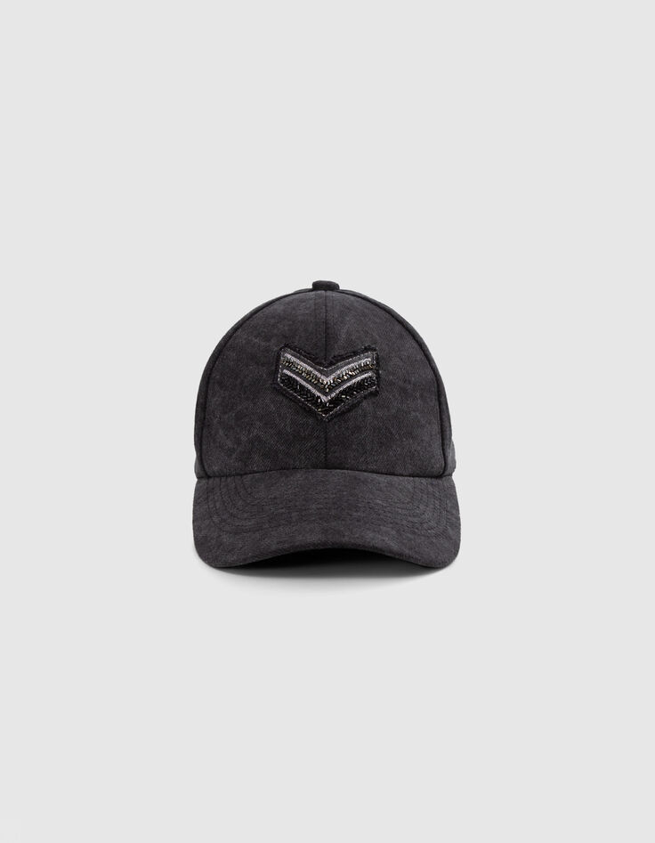 Damen-Jeans-Cap Anthrazit mit Fischgr&auml;te-2
