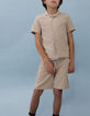 Bermuda beige coton bio motifs rayures garçon-3