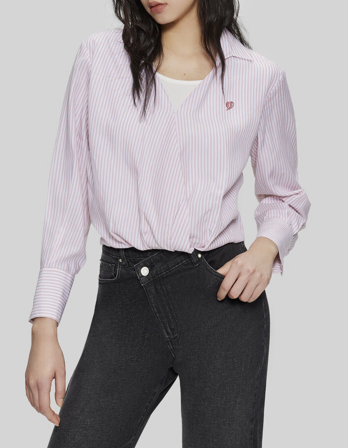 Chemise Femme Thomas Pink Rose Rayée - Taille 4 - Manches Longues - Occasion Très Bon état