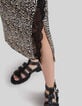 Schwarzer Damenrock mit Leo-Rock-Print-4