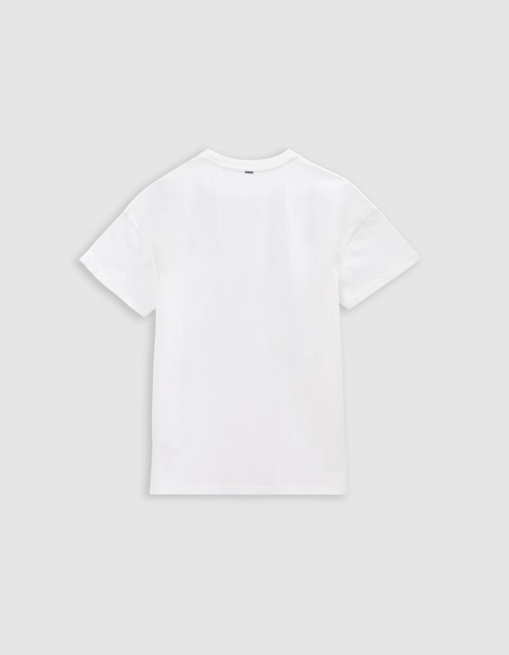 Tee-shirt blanc cassé à message flou Femme-2