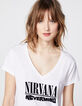 Weißes Damen-T-Shirt aus Baumwollmodal mit Nirvana-Motiv-4