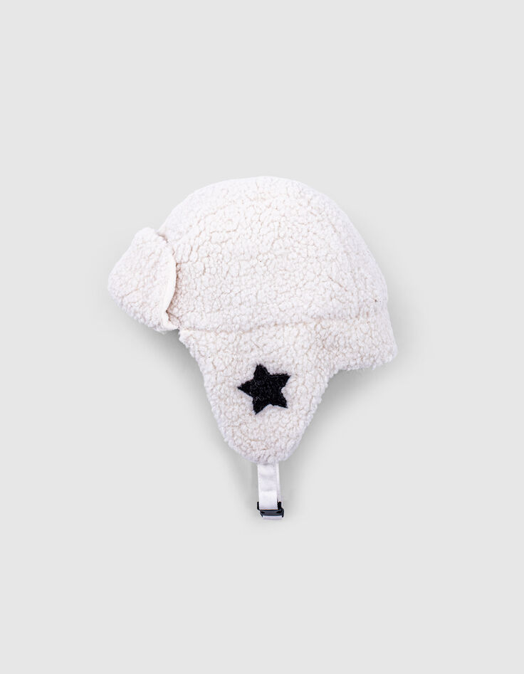 Chapka blanc cassé Sherpa brodé étoile bébé fille -3