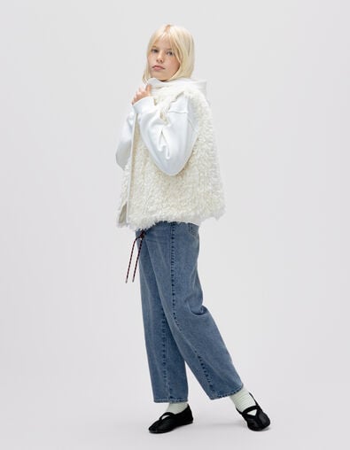 Girls’ 2-in-1 ecru hooded cardigan and waistcoat - IKKS