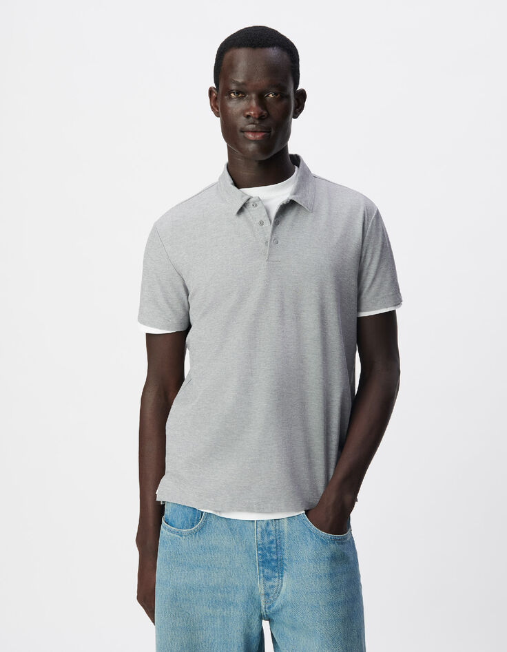 Graues kurz&auml;rmeliges Poloshirt DRY FAST Herren-1