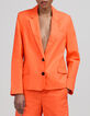 Orangefarbener Damenblazer aus Baumwolle und Leinen-2