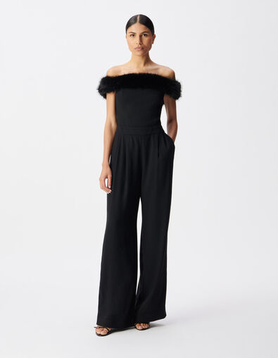 Schulterfreie Jumpsuit mit Kunstpelz Damen - IKKS