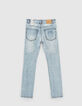 Jean skinny faded blue usures placées garçon-3