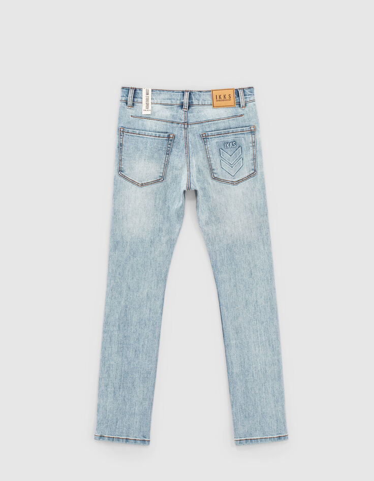 Jean skinny faded blue usures placées garçon-3