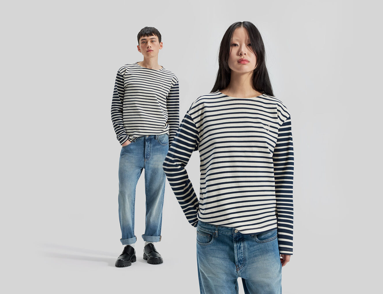 Unisex organic cotton sailor-stripe Gender Free T-shirt - IKKS-2