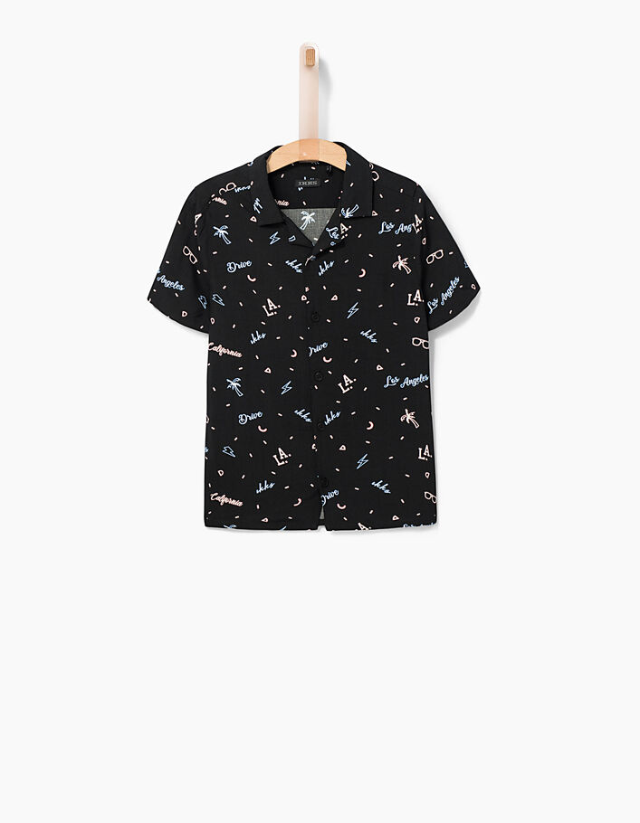 Schwarzes Jungenhemd mit Neonprint  - IKKS