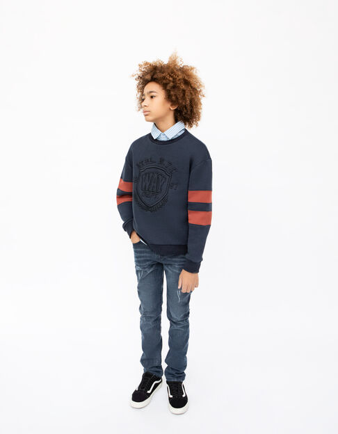 Blaue SLIM-Jungenjeans mit platzierter Used-Optik