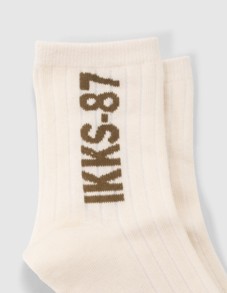 Socken in Khaki und Weiß gerippt-6
