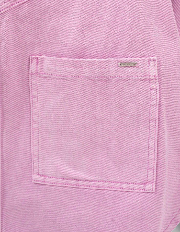 Girls&rsquo; violet denim cropped overshirt jacket-5