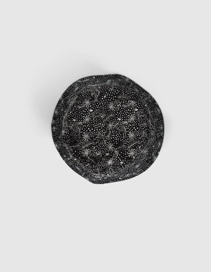 Boys’ black organic cotton sun hat with exotic leaf print-4