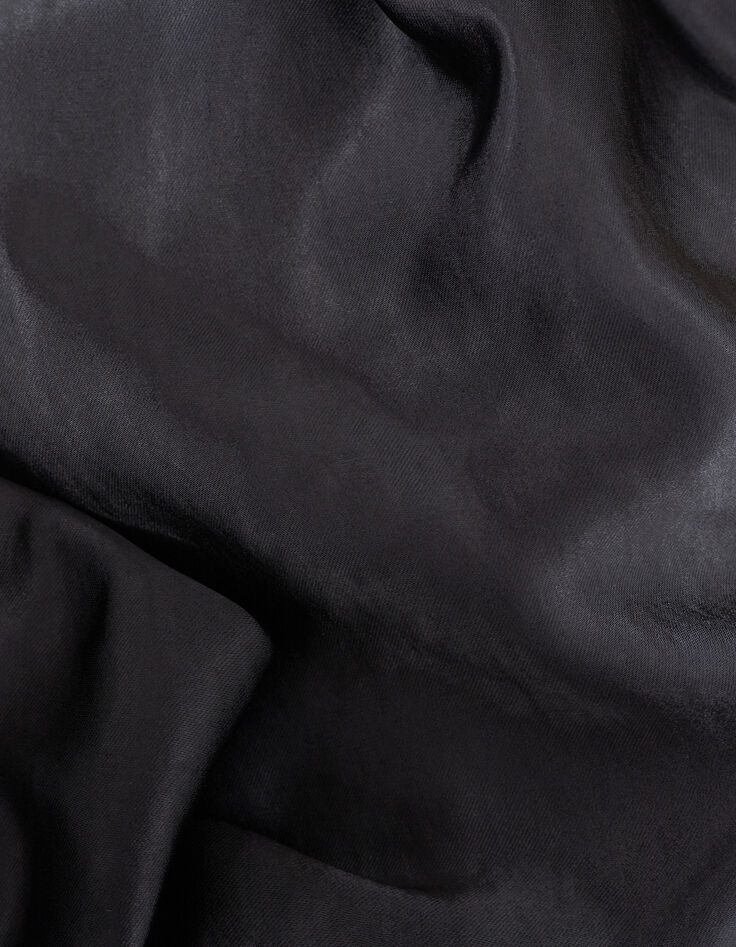 Langer schwarzer Satin-Rock für Damen-6