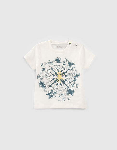 Cremeweißes T-Shirt mit Bohemien-Print für Babyjungen