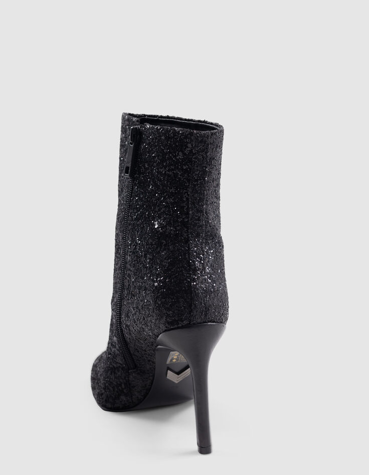 Pure Edition-zwarte glitterlaarsjes met hak voor dames-3