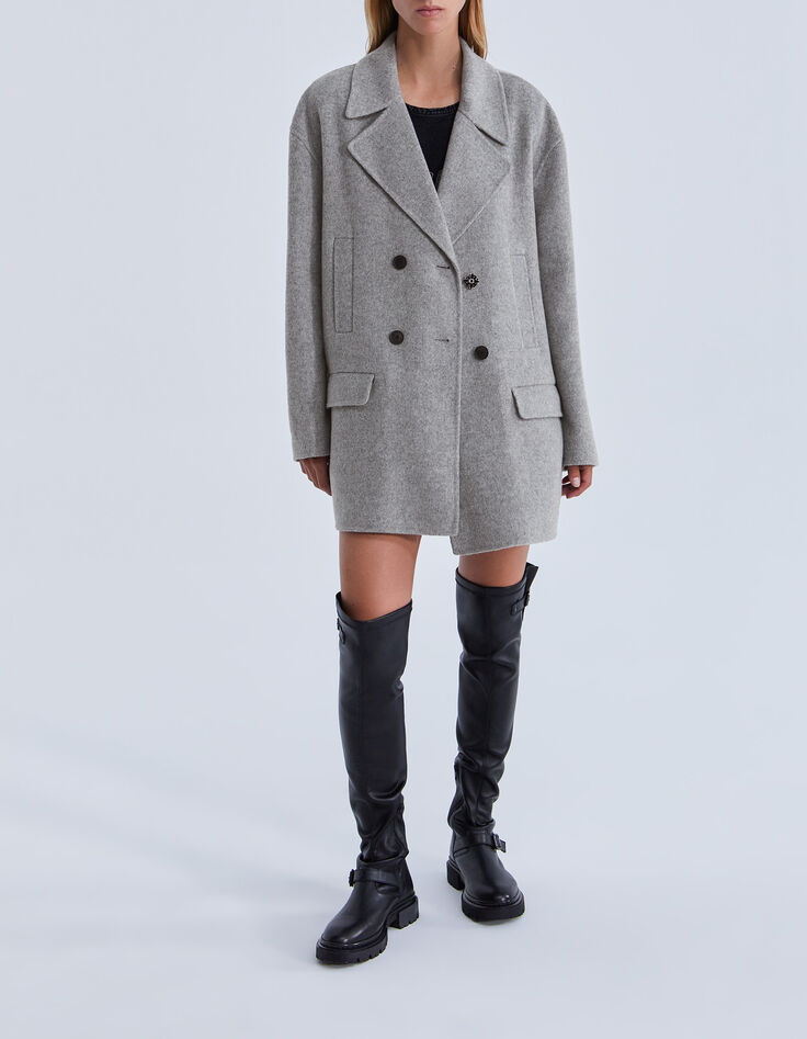 Women’s grey mid-length coat with diamante-8