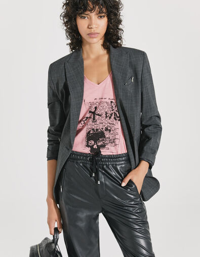 Women’s pink skull image organic cotton T-shirt - IKKS