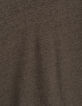 Women's bronze foil linen wide-cut V-neck T-shirt-2