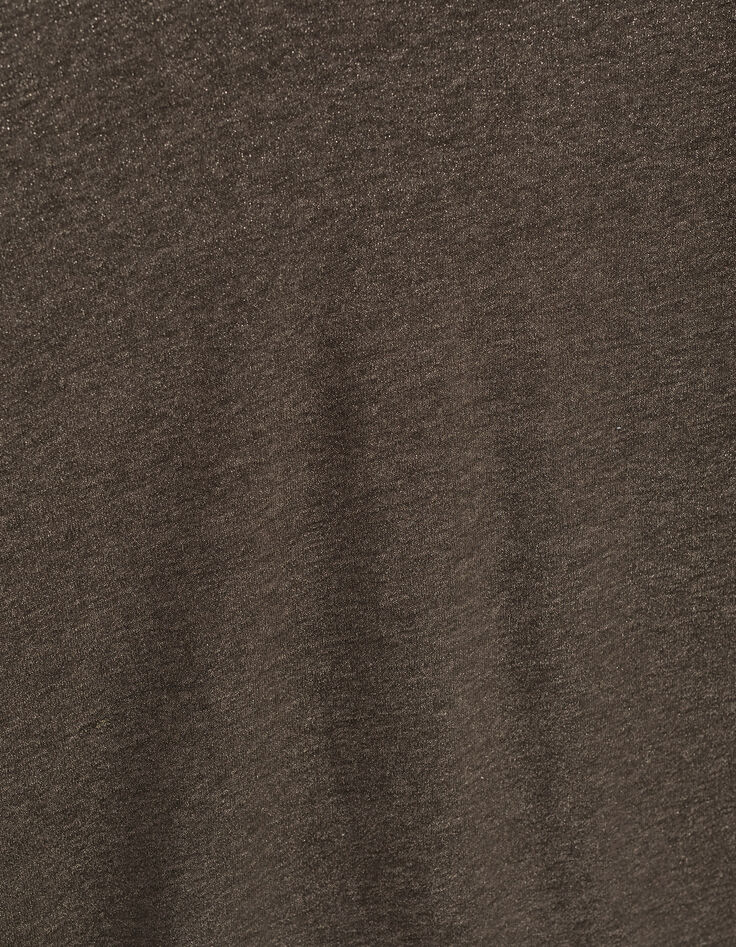 Women's bronze foil linen wide-cut V-neck T-shirt-2 Women's bronze foil linen wide-cut V-neck T-shirt-2
