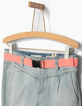 Girls' white blue mom jeans with neon belt-4