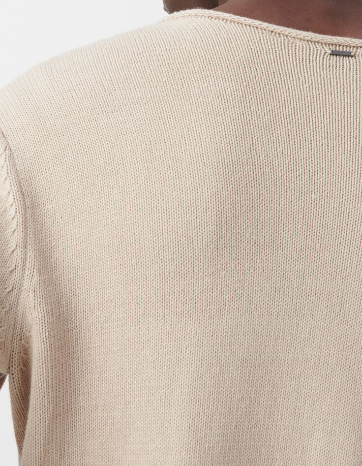 Men&rsquo;s flax knit sweater with rolled edges-5
