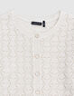 Cardigan champagne tricot ajouré lurex fille-4
