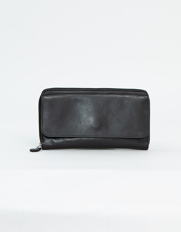 Portefeuille cuir noir femme-1