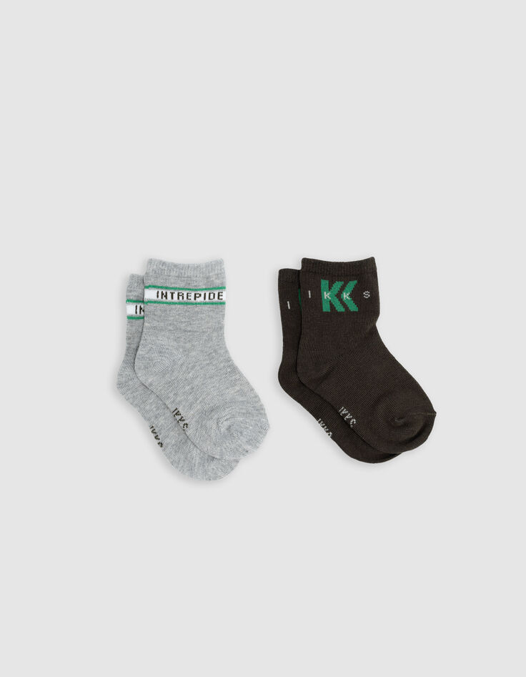 Baby Boy khaki und graue Socken-3