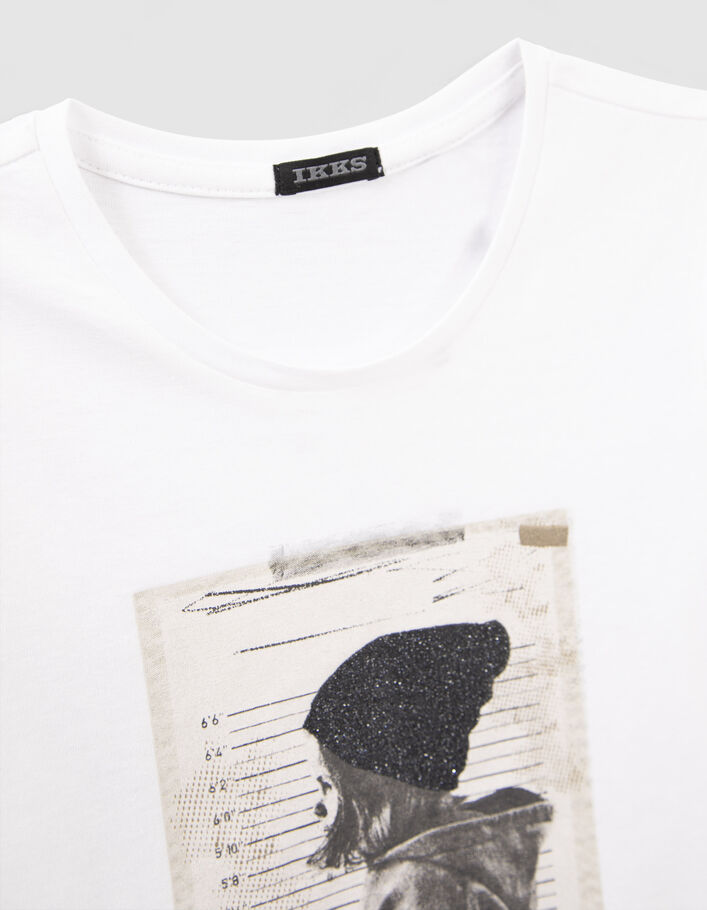 T-shirt blanc cassé coton bio visuel fille à bonnet-6