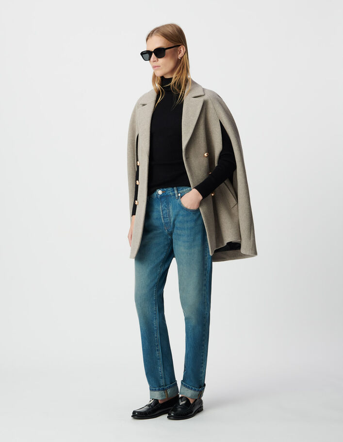 Manteau cape beige double boutonnage Femme IKKS