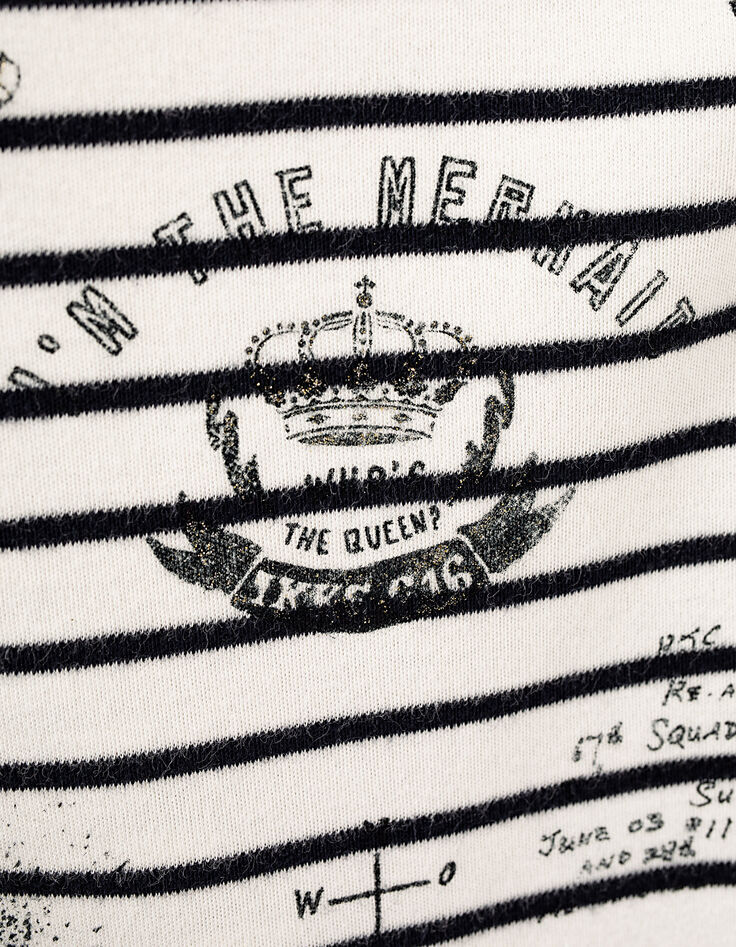 Camiseta marinera cruda y navy con visuales tattoos niña-5