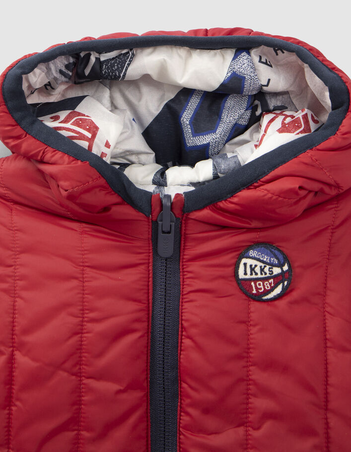 Baby boys’ grey print/red reversible padded jacket-7