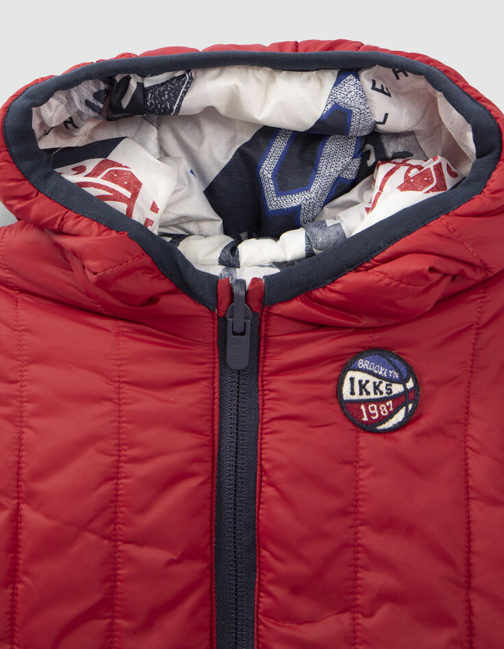 Baby boys’ grey print/red reversible padded jacket-7