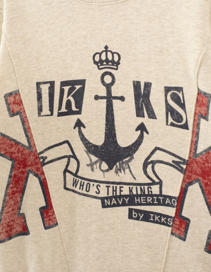 Boys’ ecru XL anchor and lettering image sweatshirt - IKKS
