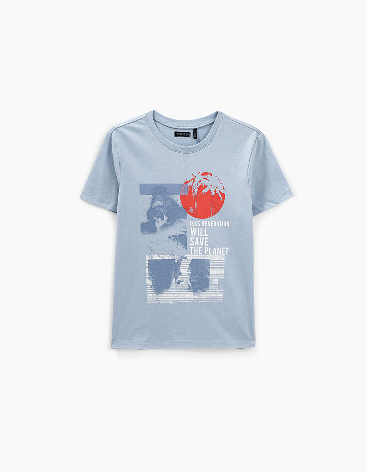 Boys’ sky blue surfer graphic T-shirt -1