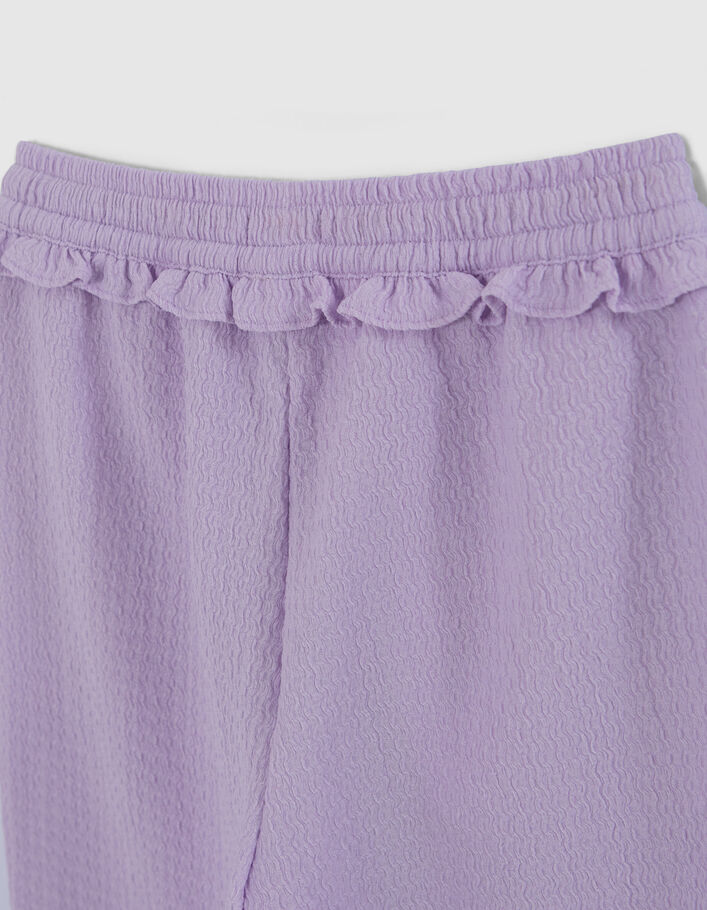 Pantalon large lilas fluide tissu relief fille - IKKS