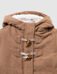 Abrigo cuadros camel pieza capucha niña-5