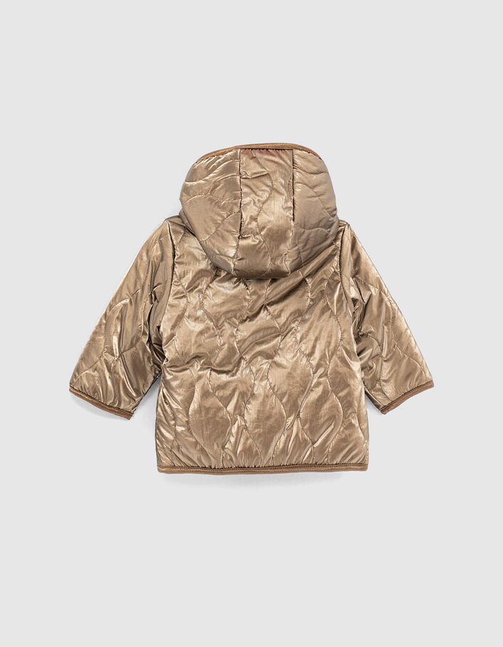 Baby girls’ gold & navy fur-lined reversible padded jacket - IKKS