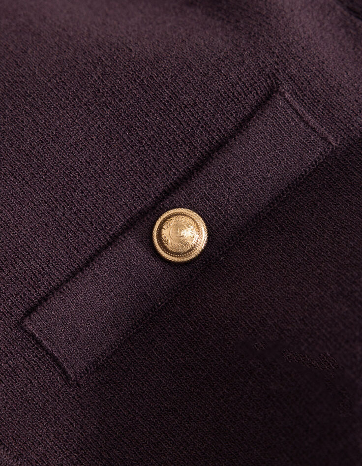 Robe bordeaux tricot boutonn&eacute;e Femme-8