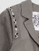 Khaki safari jacket maxi back embroidery for girl-9