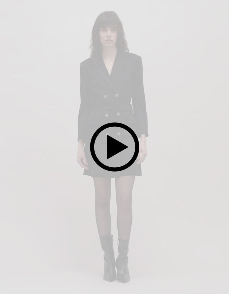 Robe trench noire ceinturée maille Milano Femme-7 Robe trench noire ceinturée maille Milano Femme-7