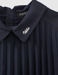 Robe navy plissée à col chemise fille-4