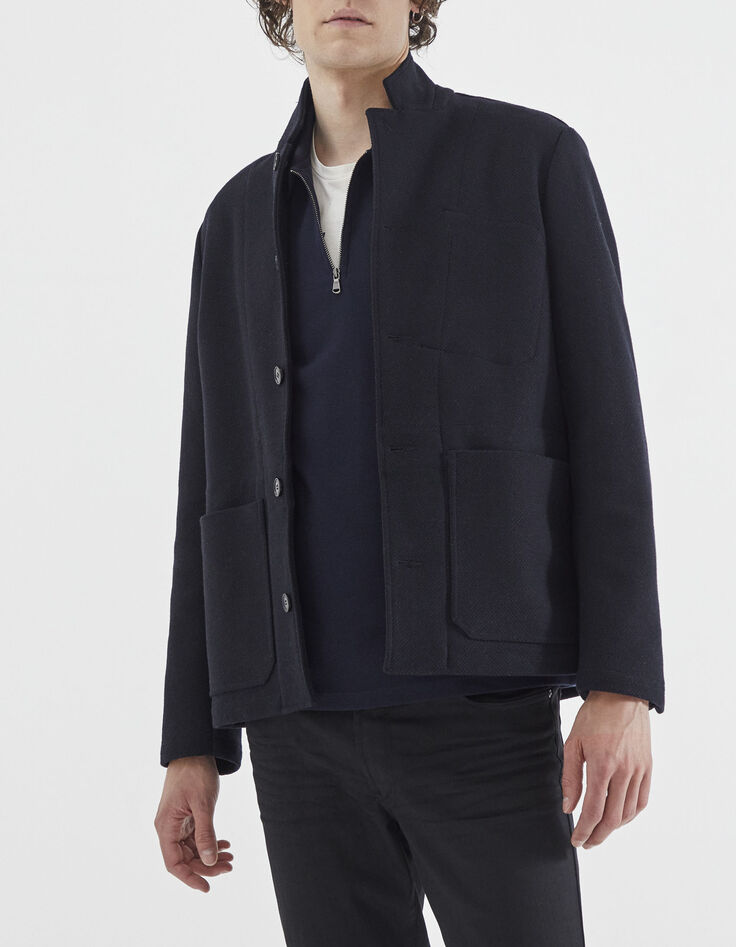 Dunkelblaue Herrenjacke im Worker-Look-1